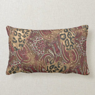 Leopard and Paisley Pattern Print Lumbar Cushion