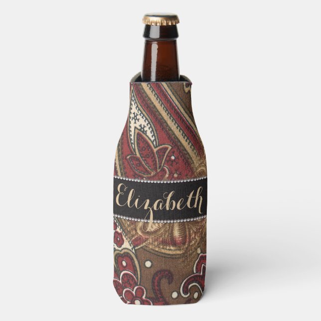 Leopard and Paisley Pattern Print to Personalise Bottle Cooler (Bottle Front)