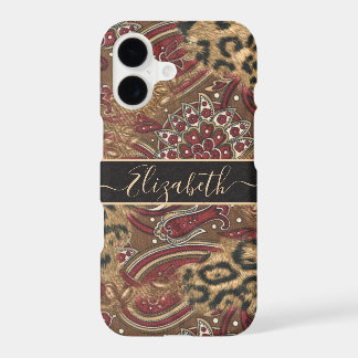 Leopard and Paisley Print Personalise Name