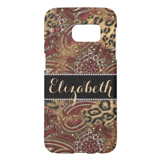 Leopard and Paisley Print Personalised Case-Mate Samsung Galaxy Case (Back)