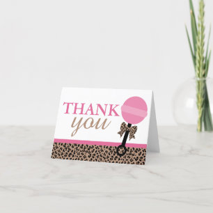Leopard and Pink Baby Shower Folding Thank You Card