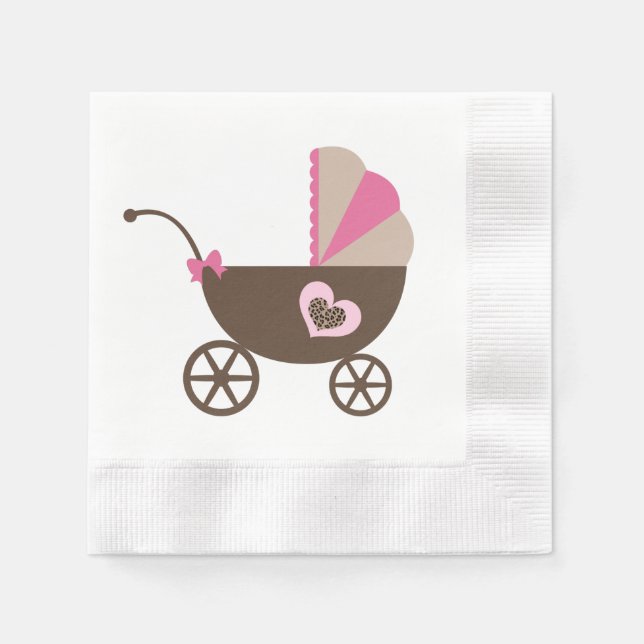 Leopard and Pink Baby Shower Napkin (Front)