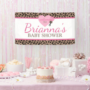 Leopard and Pink Baby Shower Welcome Banner