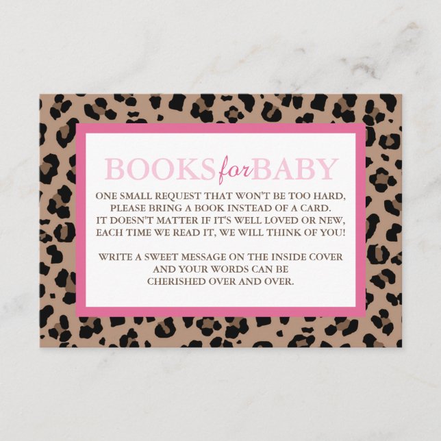 Leopard and Pink Books for Baby Enclosure Card (Front)