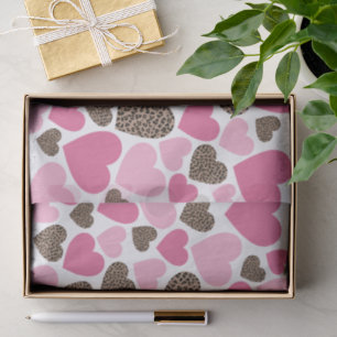Leopard and Pink Hearts Party Tissue Paper