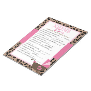 Leopard and Pink Nursery Rhyme Shower Pack Game Notepad