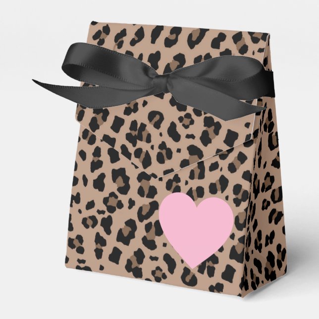 Leopard and Pink Party Favour Box (Front Side)
