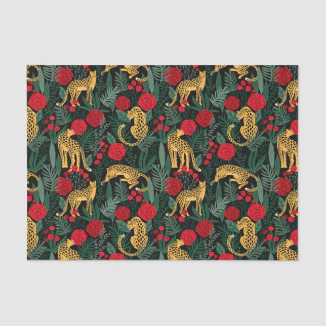 Leopard and Roses Tissue Paper (Front)