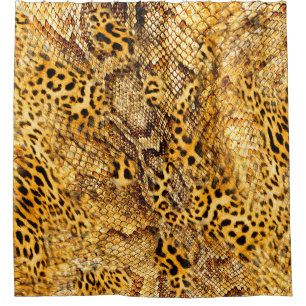 Leopard and snake pattern shower curtain