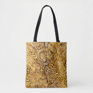 Leopard and snake pattern tote bag