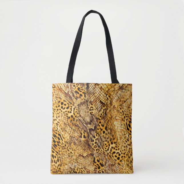 Leopard and snake pattern tote bag (Front)