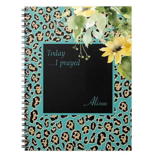 Leopard and Sunflower Custom Prayer Journal (Front)