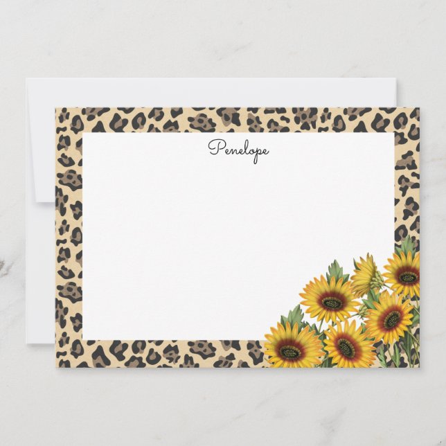 Leopard and Sunflowers Card (Front)