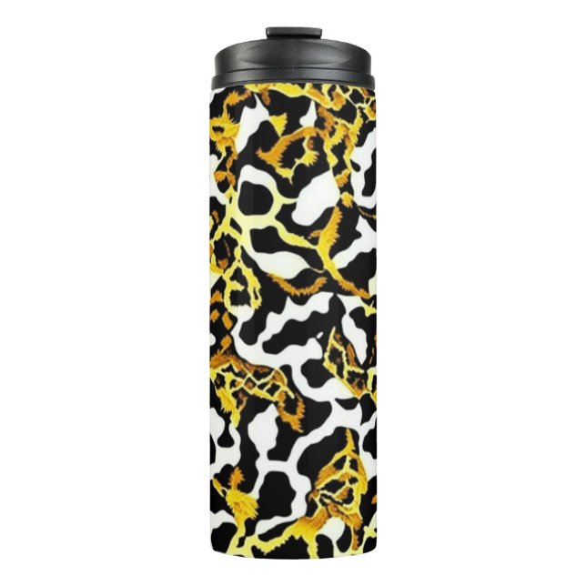 Leopard and Zebra Fur Print Pattern  Thermal Tumbler (Front)