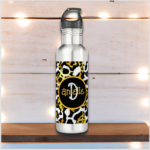 Leopard and Zebra Fur Print Personalized 710 Ml Water Bottle