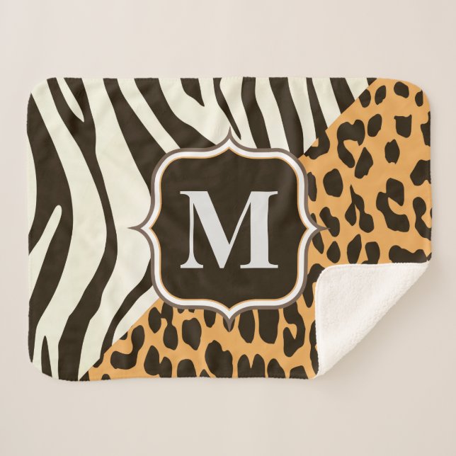 Leopard and Zebra Sherpa Blanket (Front (Horizontal))
