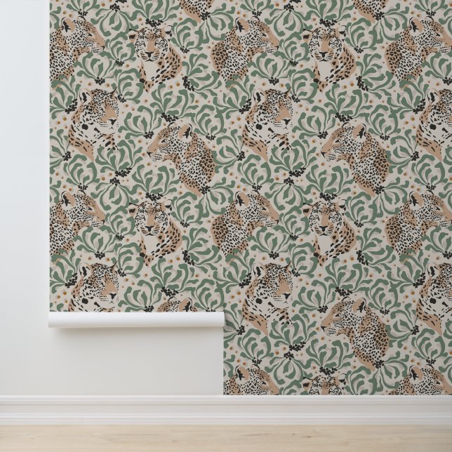 Leopard Animal Beige Modern Wallpaper (Application)