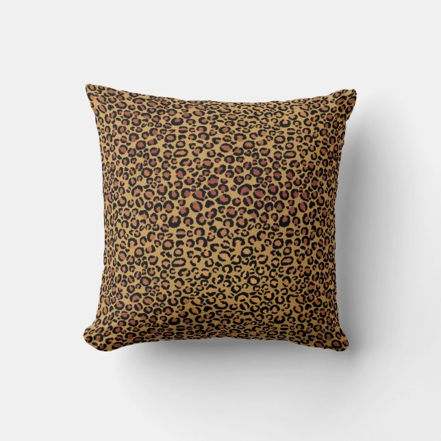 Leopard Animal Black Honey Gold Bronze African Cushion (Front)