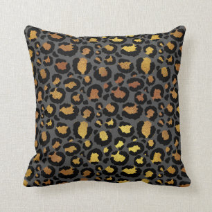 Leopard Animal Black Honey Gold Graphite African Cushion