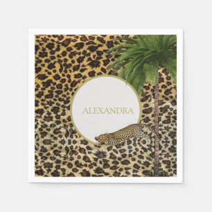 Leopard Animal Pattern Elegant Palm Personal Napkin