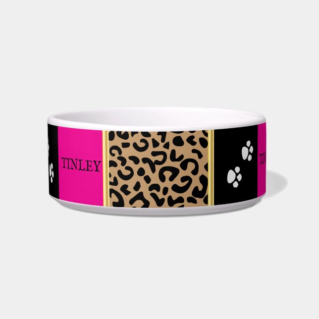 Leopard Animal Pattern with Black and Pink Bowl (Front)