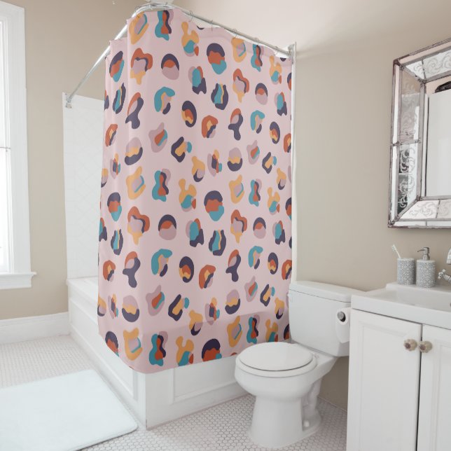 Leopard Animal Pink Modern Shower Curtain (In Situ)