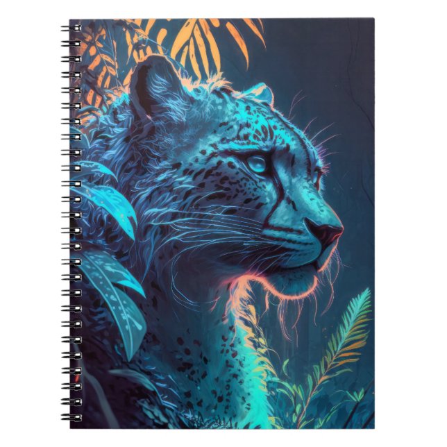 Leopard Animal Portrait Painting Wildlife Outdoors Notebook (Front)