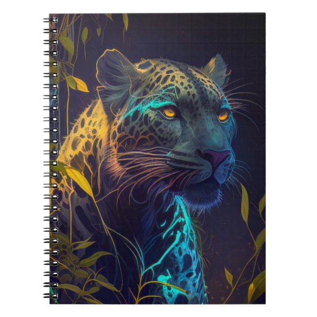 Leopard Animal Portrait Painting Wildlife Outdoors Notebook (Front)