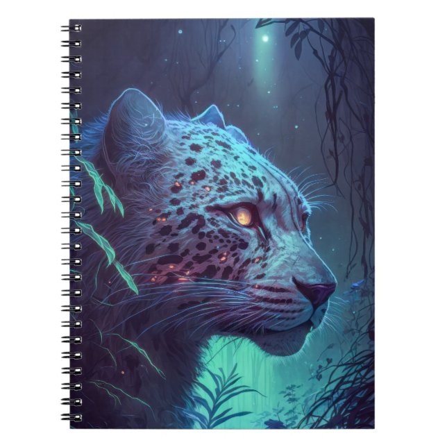 Leopard Animal Portrait Painting Wildlife Outdoors Notebook (Front)