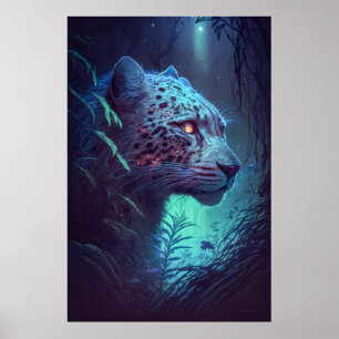 Leopard Animal Portrait Painting Wildlife Outdoors Poster