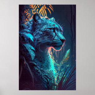 Leopard Animal Portrait Painting Wildlife Outdoors Poster