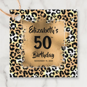 Leopard Animal Print 50th Birthday Personalised Favour Tags