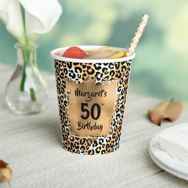 Leopard Animal Print Birthday Paper Cups (Insitu)