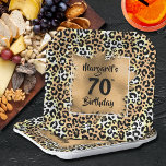 Leopard Animal Print Birthday Paper Plate<br><div class="desc">Chic gold faux foil design over a stylish leopard print pattern and ANY AGE birthday on these elegant square paper plates. MATCHING invitations and more items in our store.</div>