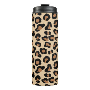 Leopard Animal Print, Black, Brown and Tan  Thermal Tumbler