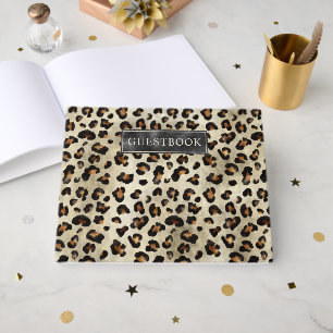 Leopard Animal Print Black Faux Foil And Title Guest Book