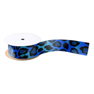 Leopard Animal Print   Blue Satin Ribbon