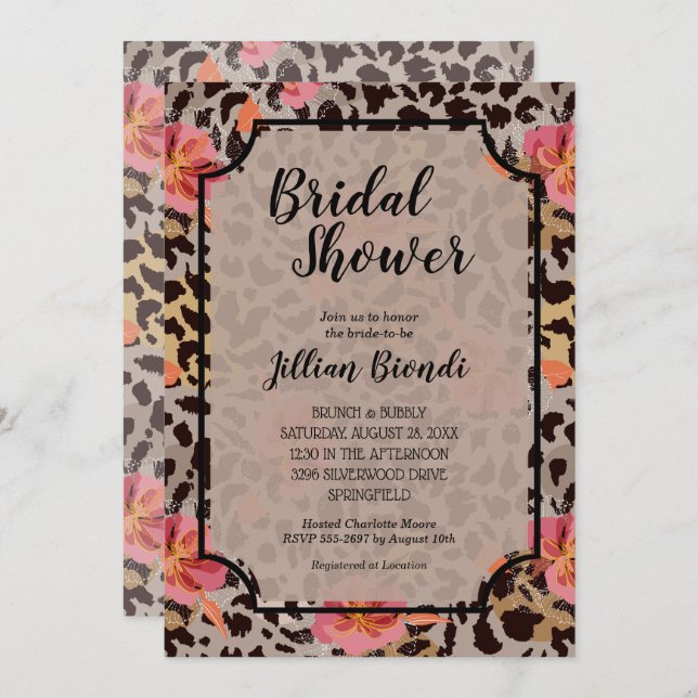 Leopard Animal Print Bridal Shower Invitation (Front/Back)
