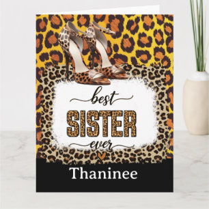 Leopard Animal Print Card for Sister – Stylish 