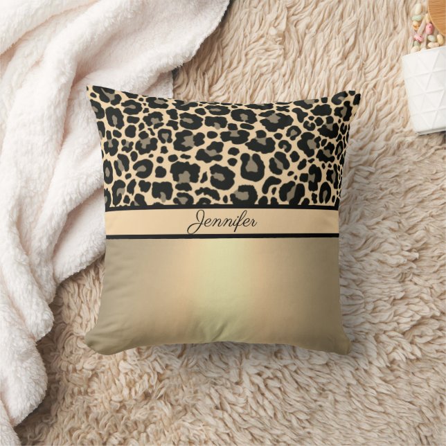 Leopard Animal Print Cheetah Gold Trendy Safari Cushion (Blanket)