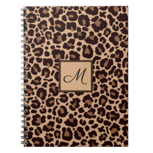 Leopard Animal Print Cheetah Monogram Initial Notebook