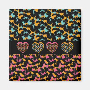 Leopard Animal Print Colorblock Black Pink Blue Ma Magnet