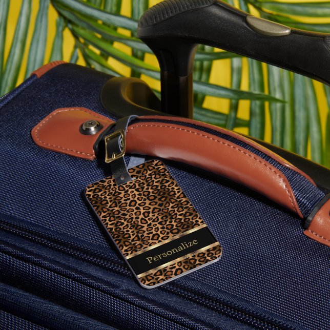Leopard Animal Print | DIY Text Luggage Tag (Front Insitu 1)