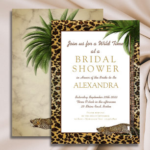 Leopard Animal Print Elegant Palm Bridal Shower Invitation