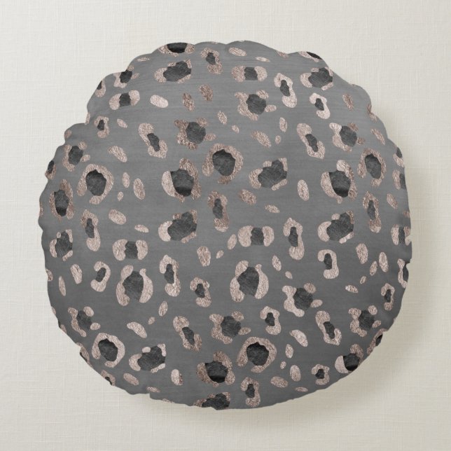 Leopard Animal Print Glam #6 Round Cushion (Front)