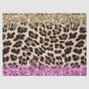 Leopard Animal Print Gold Pink Glitzy Glitter  Tissue Paper