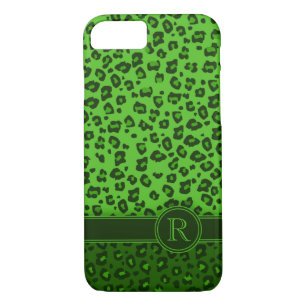 Leopard animal print green monogram iPhone 8/7 case