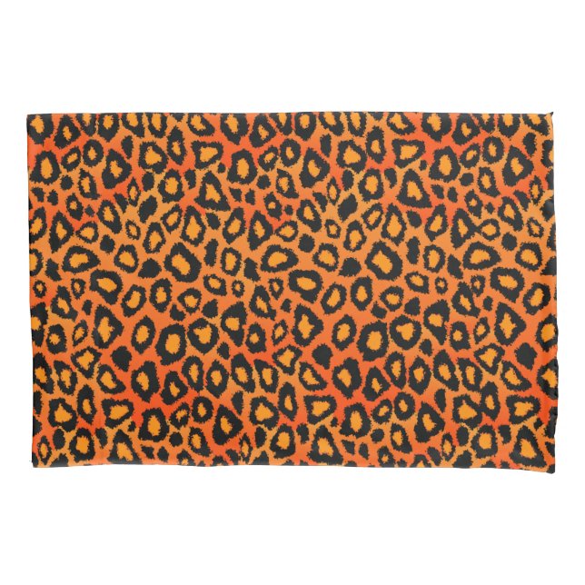 Leopard Animal Print in Orange Pillowcase (Front)