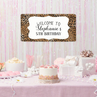Leopard Animal Print Kids Birthday Party   Banner