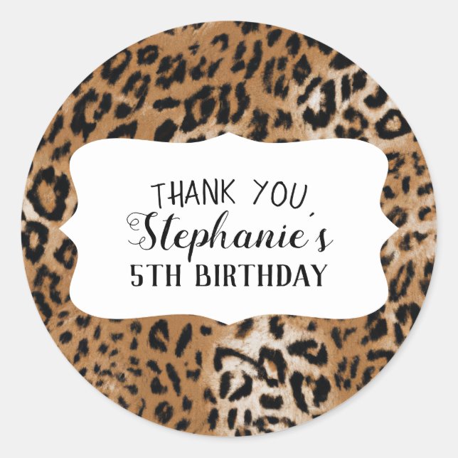 Leopard Animal Print Kids Birthday Party  Classic Round Sticker (Front)